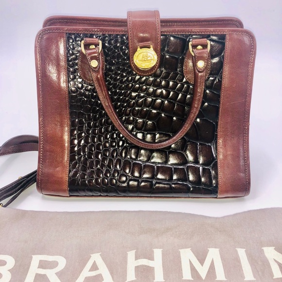 Brahmin Handbags - ✨Brahmin Brown Croc Effect Leather Bag with Dustbag Excellent Gorgeous Old Money